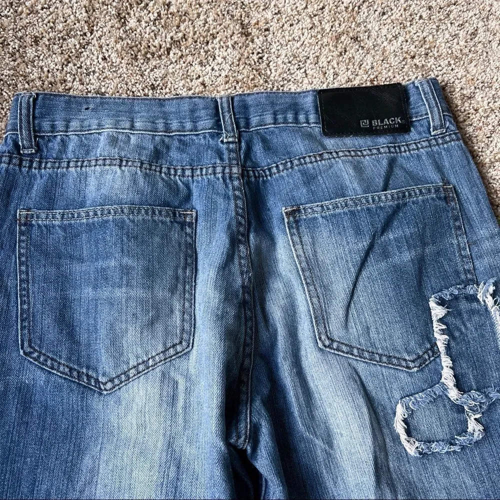 CJ‎ Black Men’s Ripped/Patched Low Rise Slim Straight Jeans Size 32/32